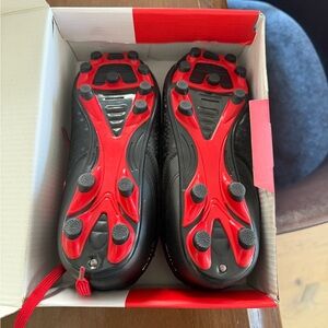 Kids Black and Red Soccer Cleats - Youth Athletic Sneakers